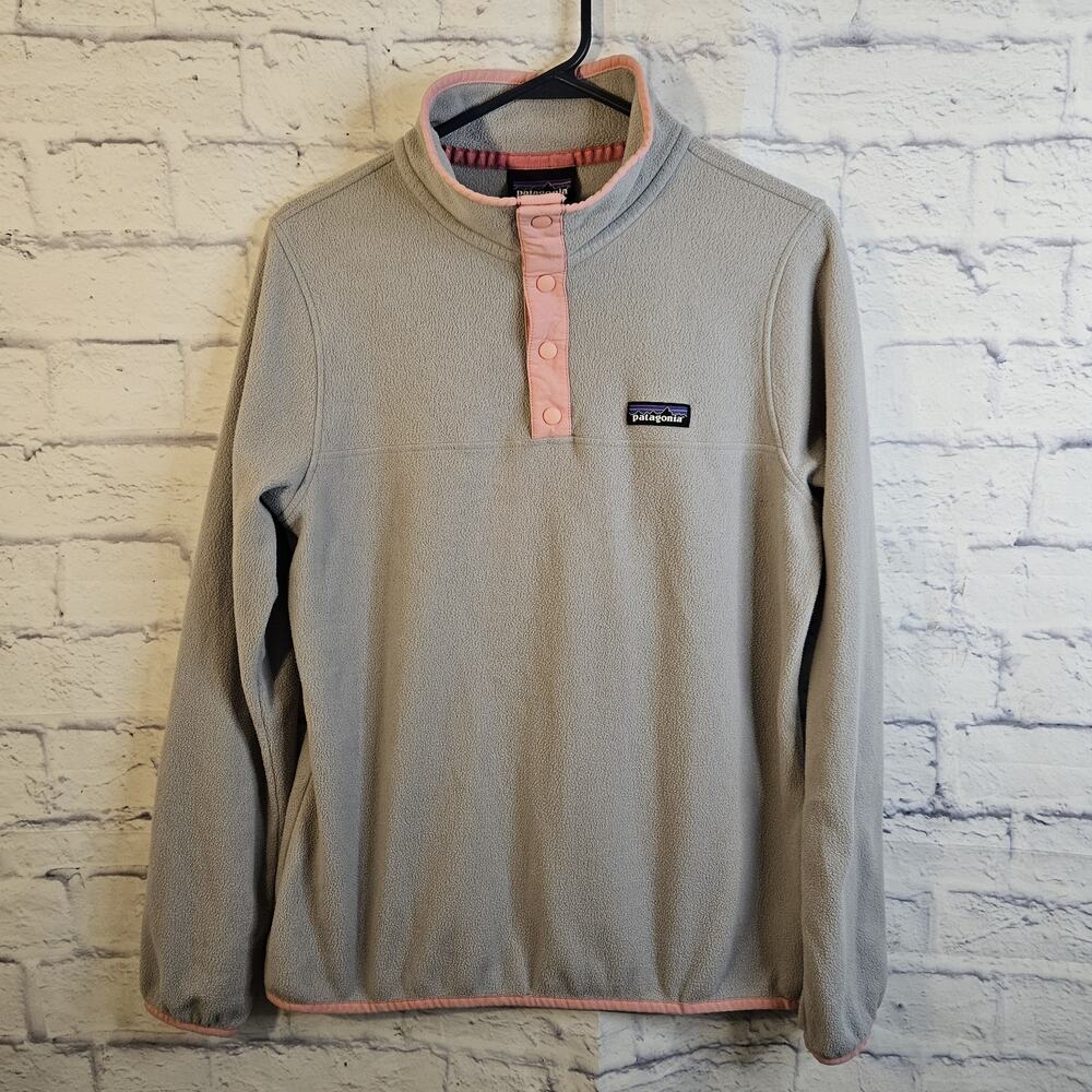 Patagonia Women's Micro D Snap-T Pullover Fleece Gray pInk Size Medium - Picture 1 of 6